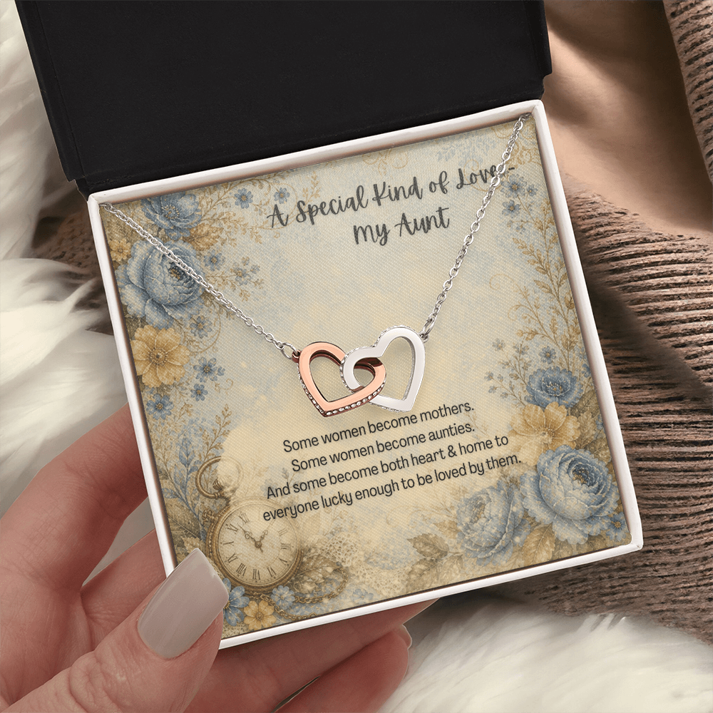 A Special Kind of Love My Aunt Interlocking Hearts Pendant Botanical Clock