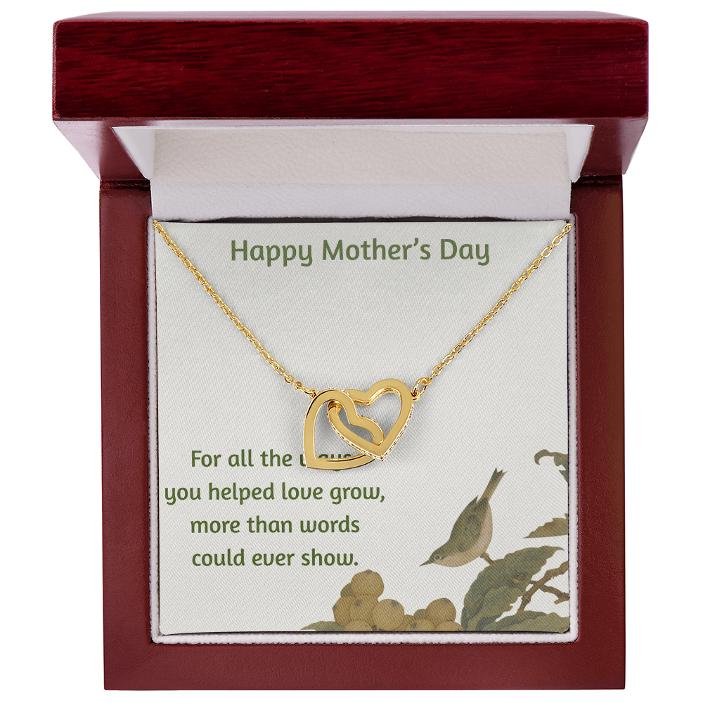 Happy Mother's Day Interlocking Hearts Necklace Help Love Grow