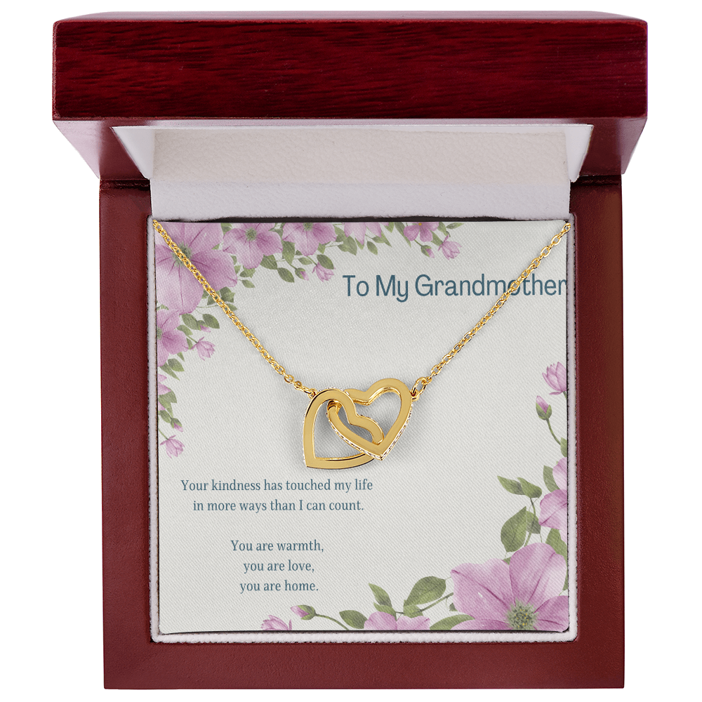 To My Grandmother Necklace – Interlocking Hearts Necklace for Grandma – Sentimental Jewelry with Message Card – Grandmother Gift