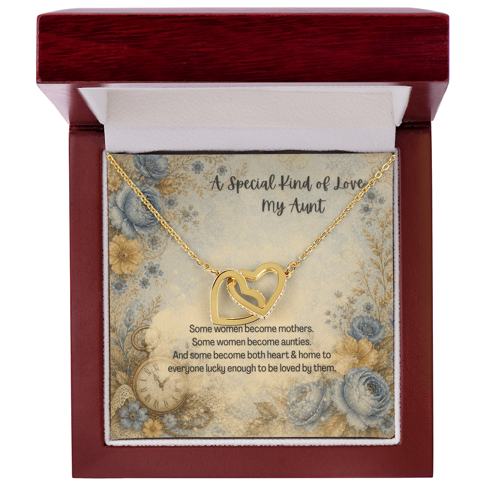 A Special Kind of Love My Aunt Interlocking Hearts Pendant Botanical Clock