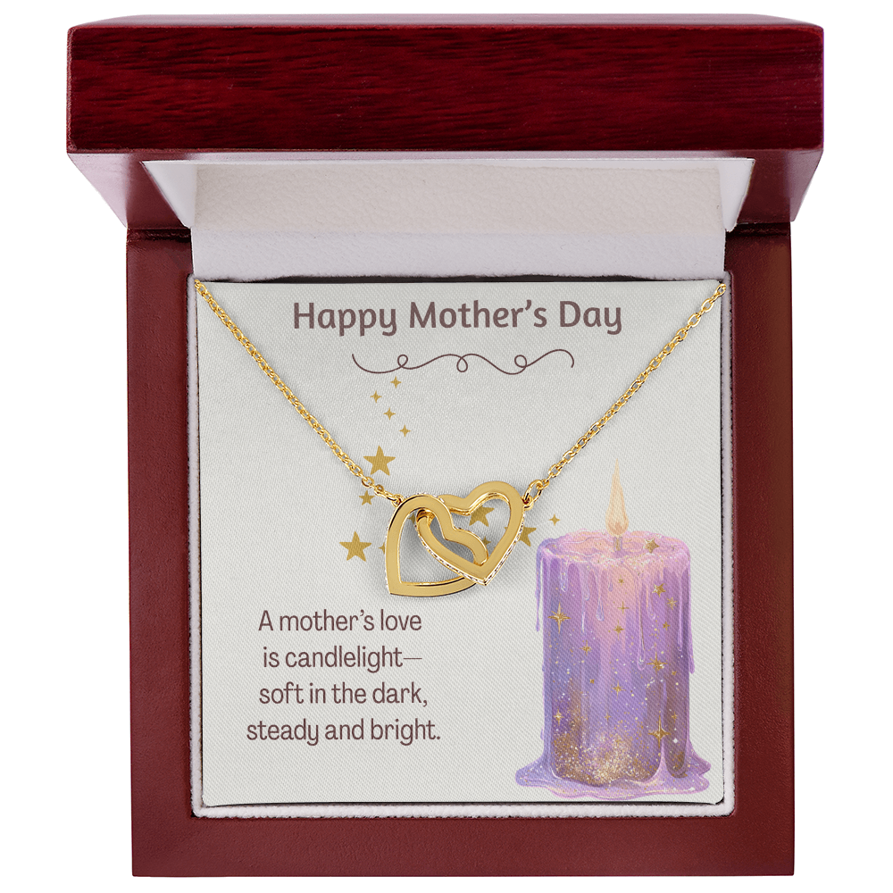 Happy Mother's Day Interlocking Hearts Necklace Candlelight