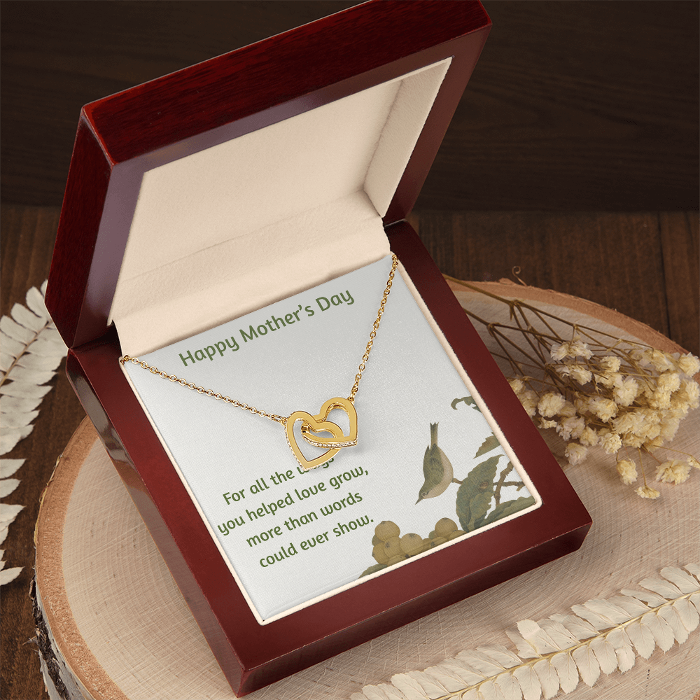Happy Mother's Day Interlocking Hearts Necklace Help Love Grow