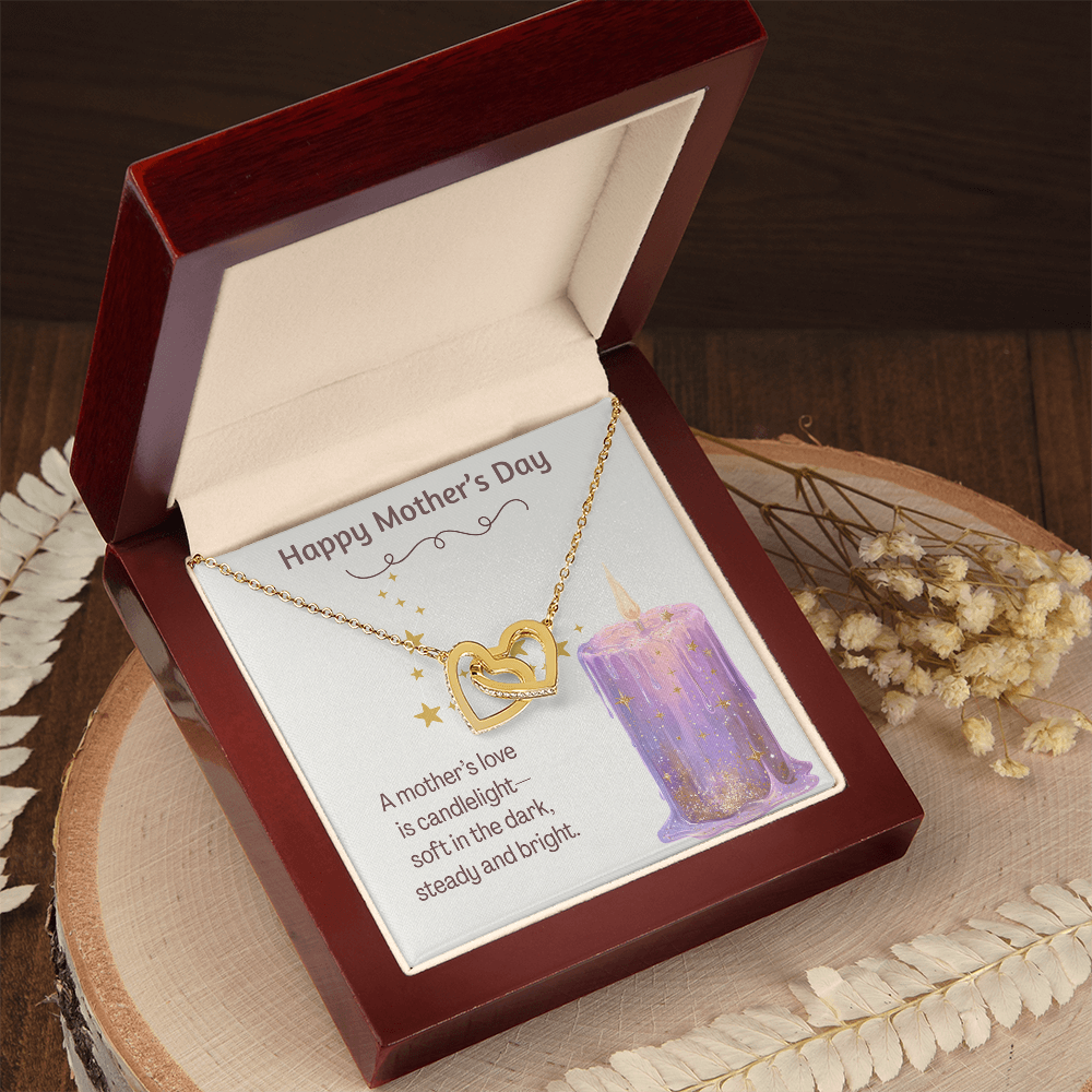 Happy Mother's Day Interlocking Hearts Necklace Candlelight