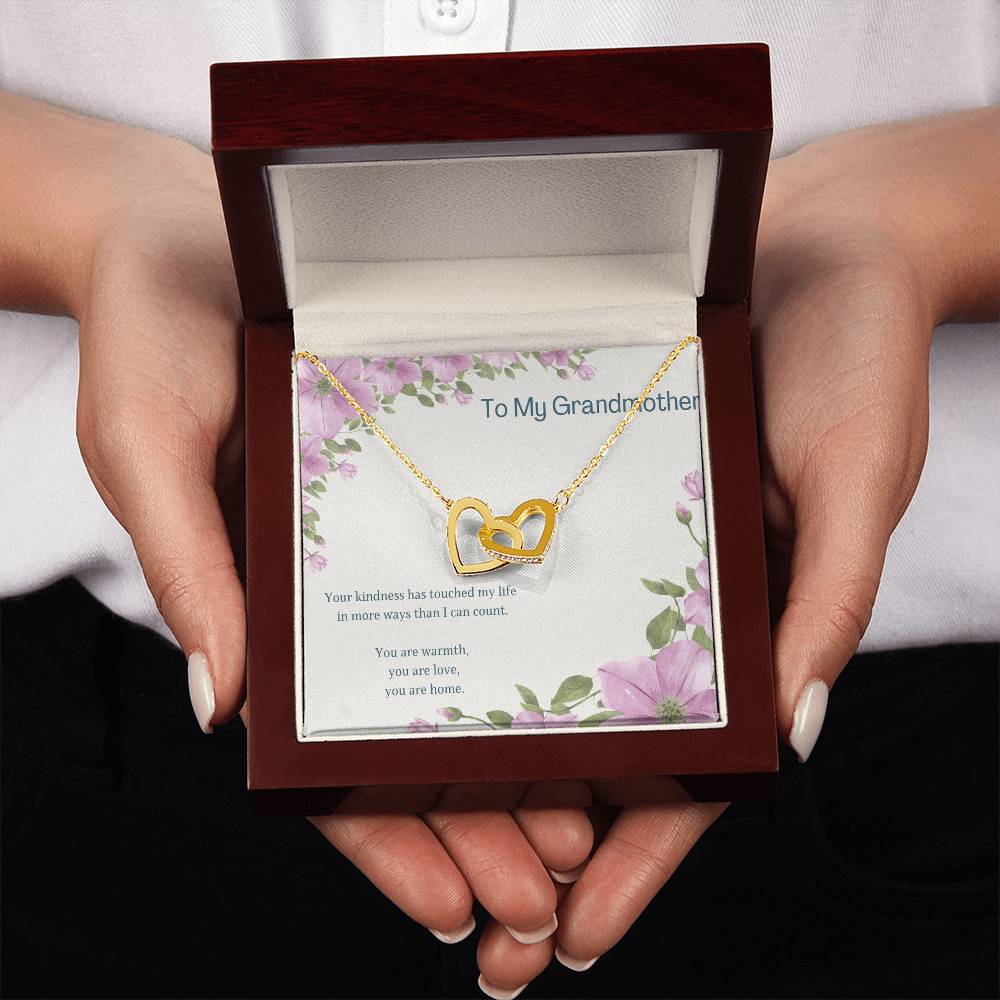 To My Grandmother Necklace – Interlocking Hearts Necklace for Grandma – Sentimental Jewelry with Message Card – Grandmother Gift