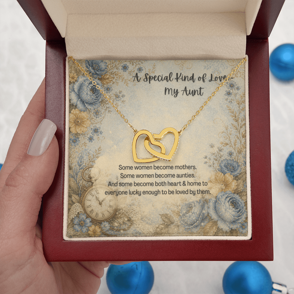 A Special Kind of Love My Aunt Interlocking Hearts Pendant Botanical Clock