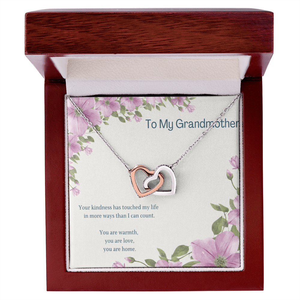 To My Grandmother Necklace – Interlocking Hearts Necklace for Grandma – Sentimental Jewelry with Message Card – Grandmother Gift
