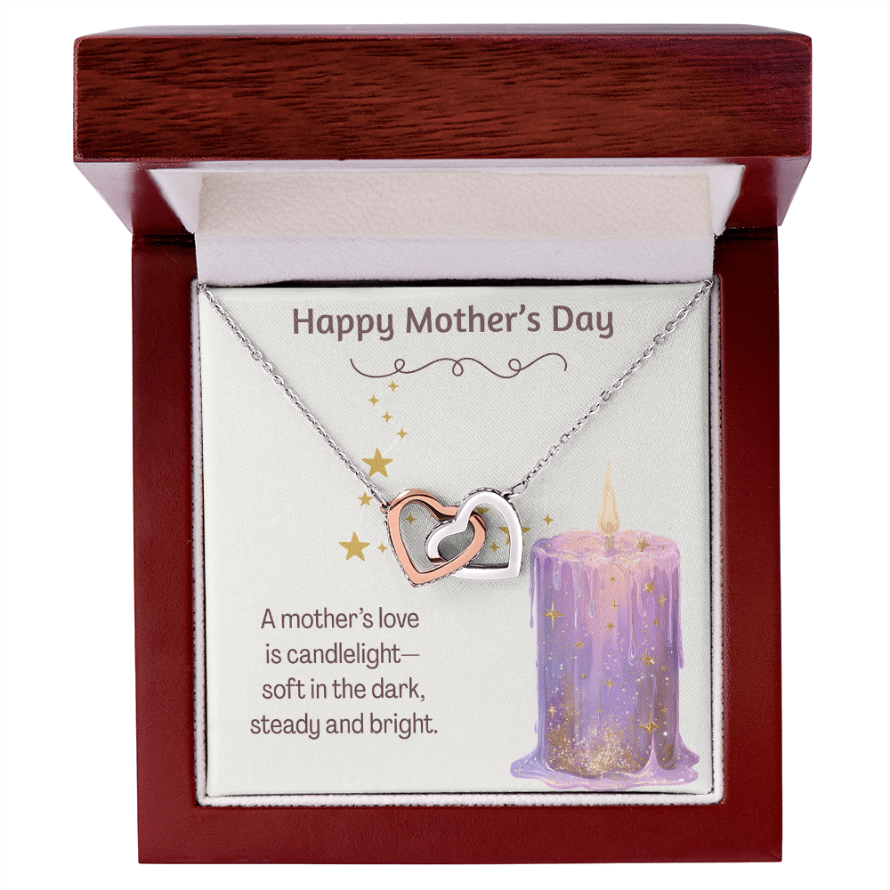 Happy Mother's Day Interlocking Hearts Necklace Candlelight