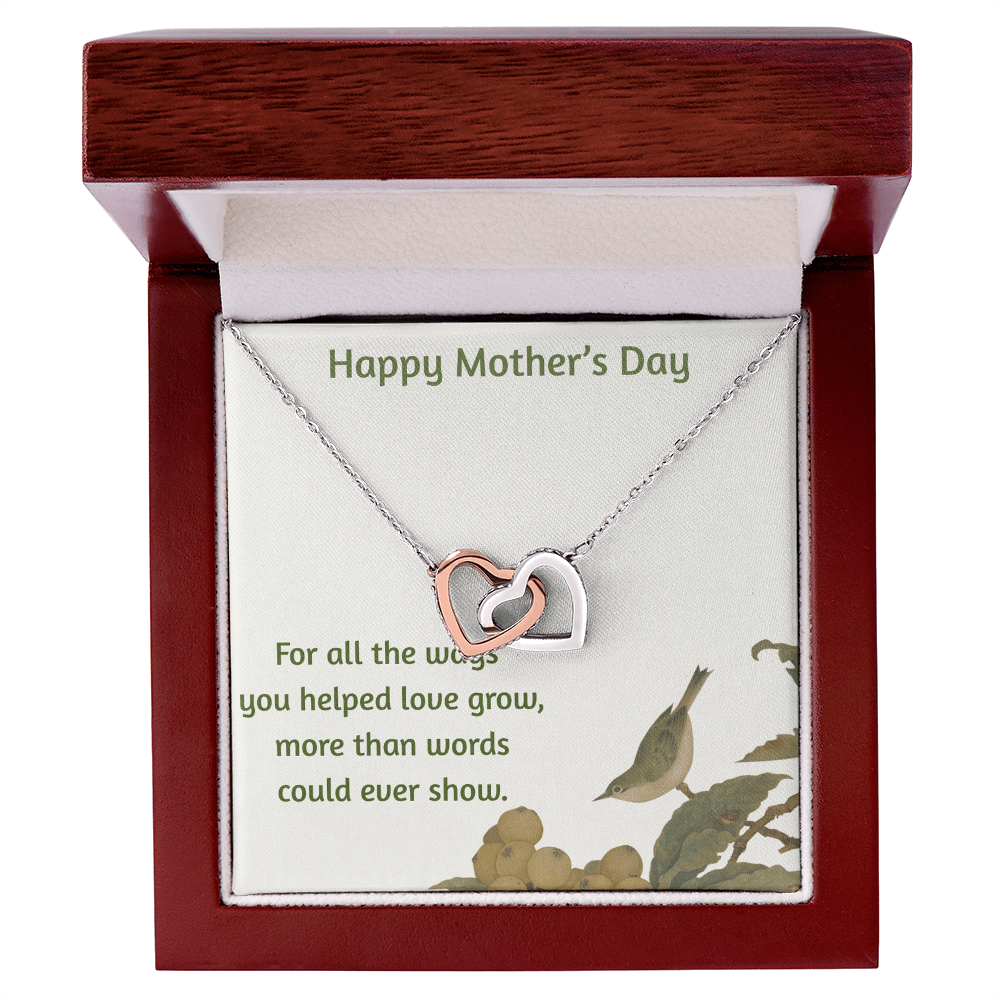Happy Mother's Day Interlocking Hearts Necklace Help Love Grow