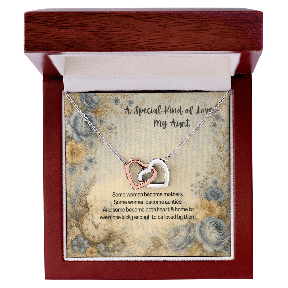 A Special Kind of Love My Aunt Interlocking Hearts Pendant Botanical Clock
