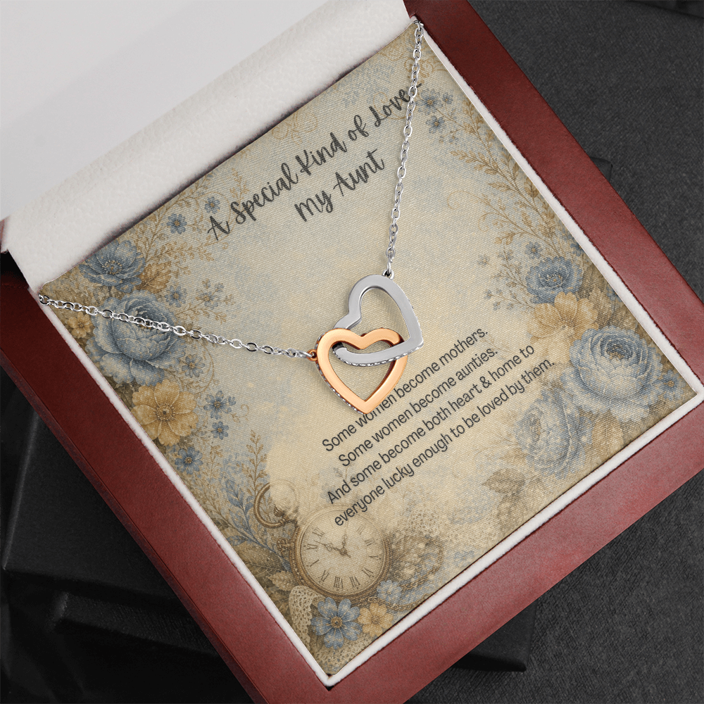 A Special Kind of Love My Aunt Interlocking Hearts Pendant Botanical Clock