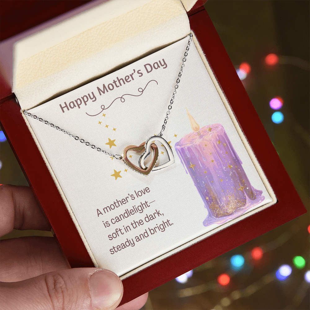 Happy Mother's Day Interlocking Hearts Necklace Candlelight