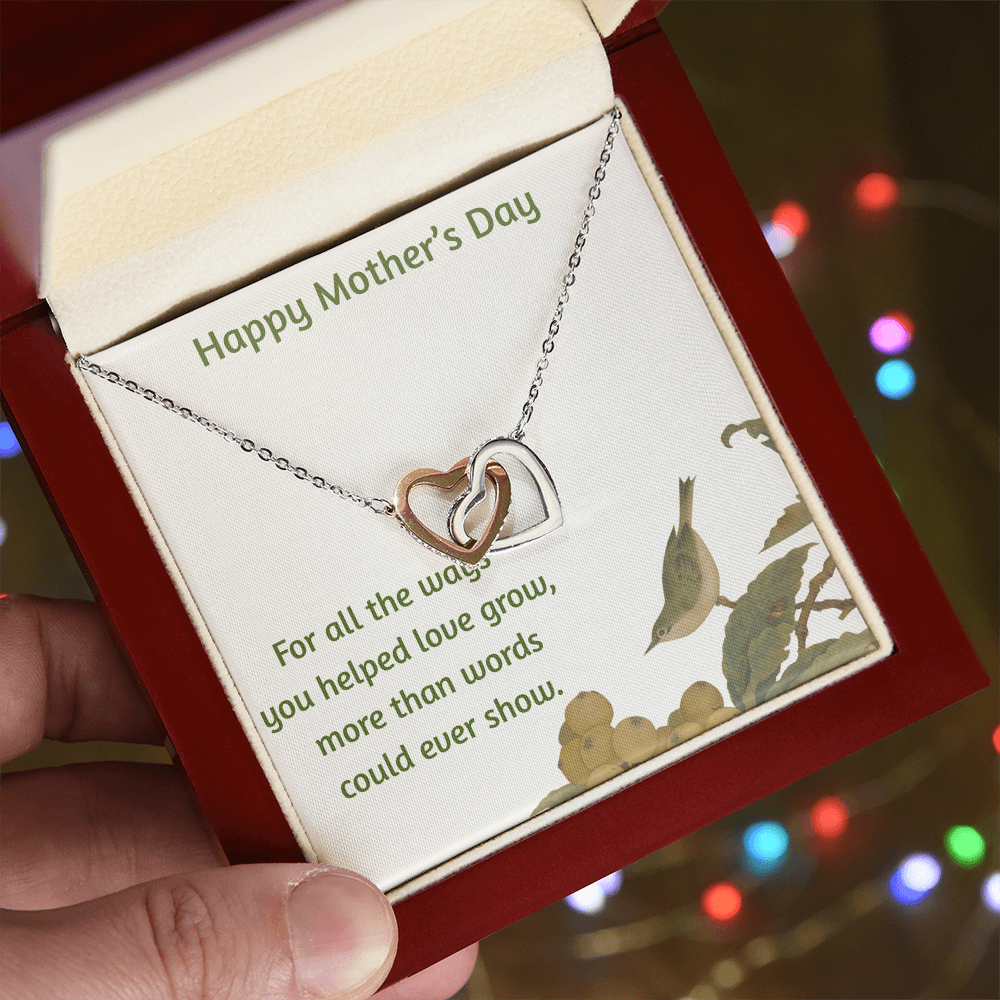 Happy Mother's Day Interlocking Hearts Necklace Help Love Grow