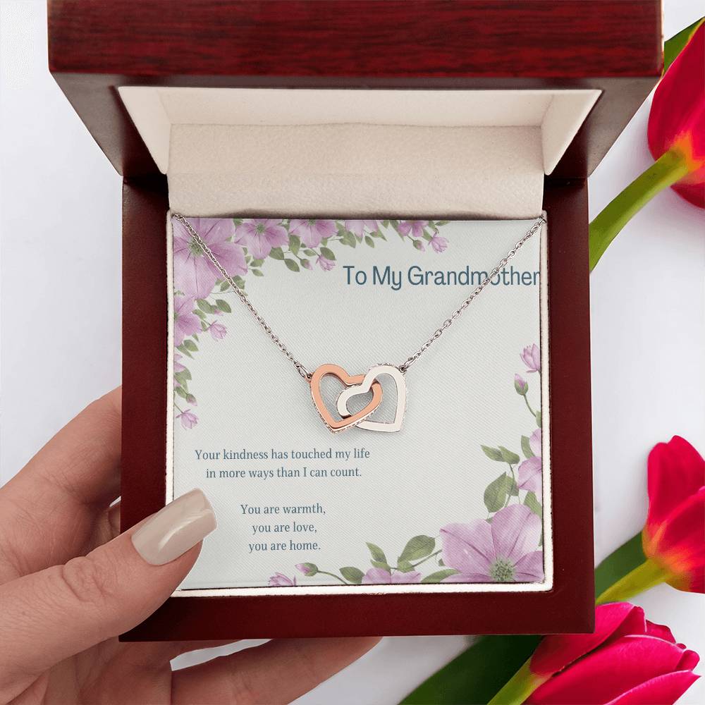 To My Grandmother Necklace – Interlocking Hearts Necklace for Grandma – Sentimental Jewelry with Message Card – Grandmother Gift