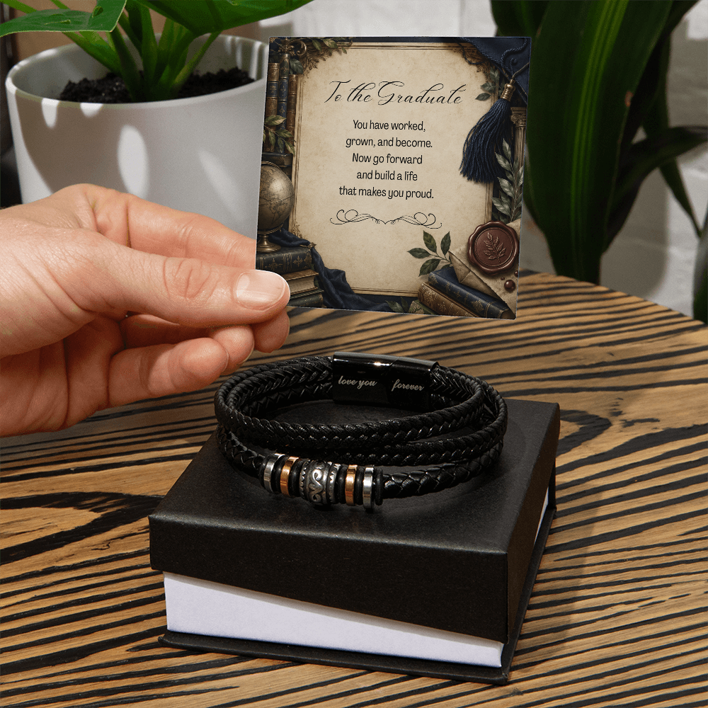 To the Graduate Love You Forever Bracelet Vintage Books and Globe