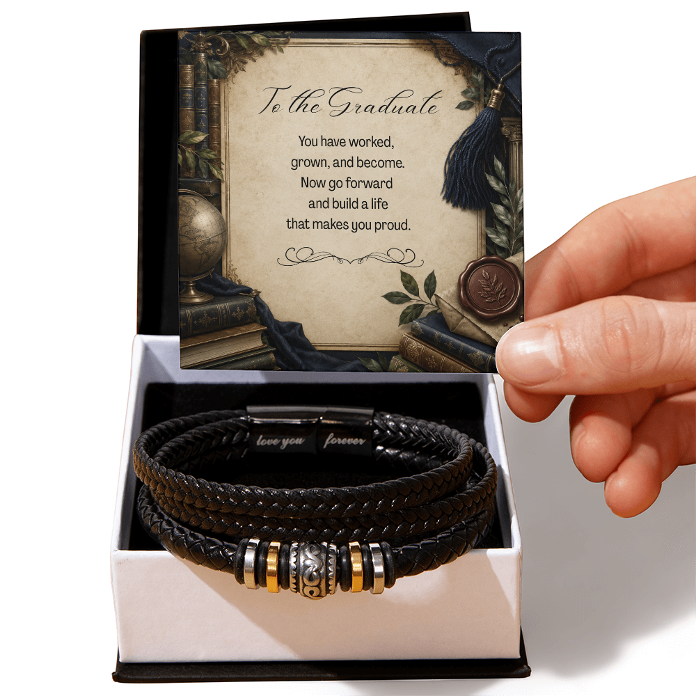 To the Graduate Love You Forever Bracelet Vintage Books and Globe