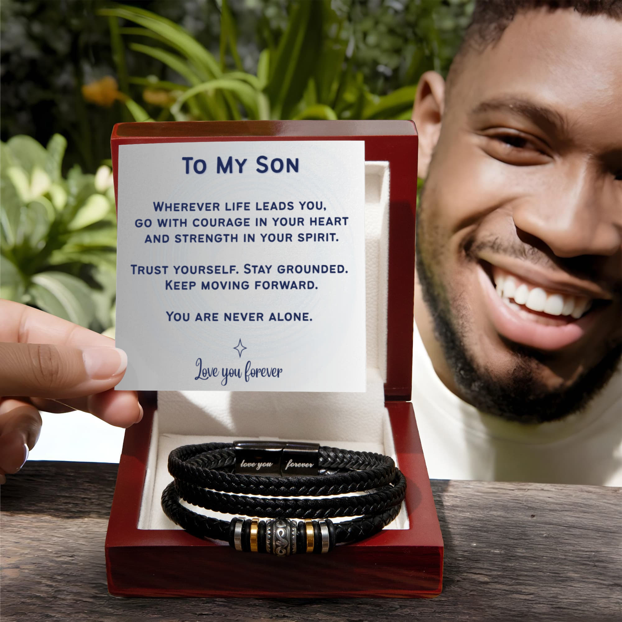 To My Son Leather Bracelet – Inspirational Gift for Son – Meaningful Gift from Mom or Dad