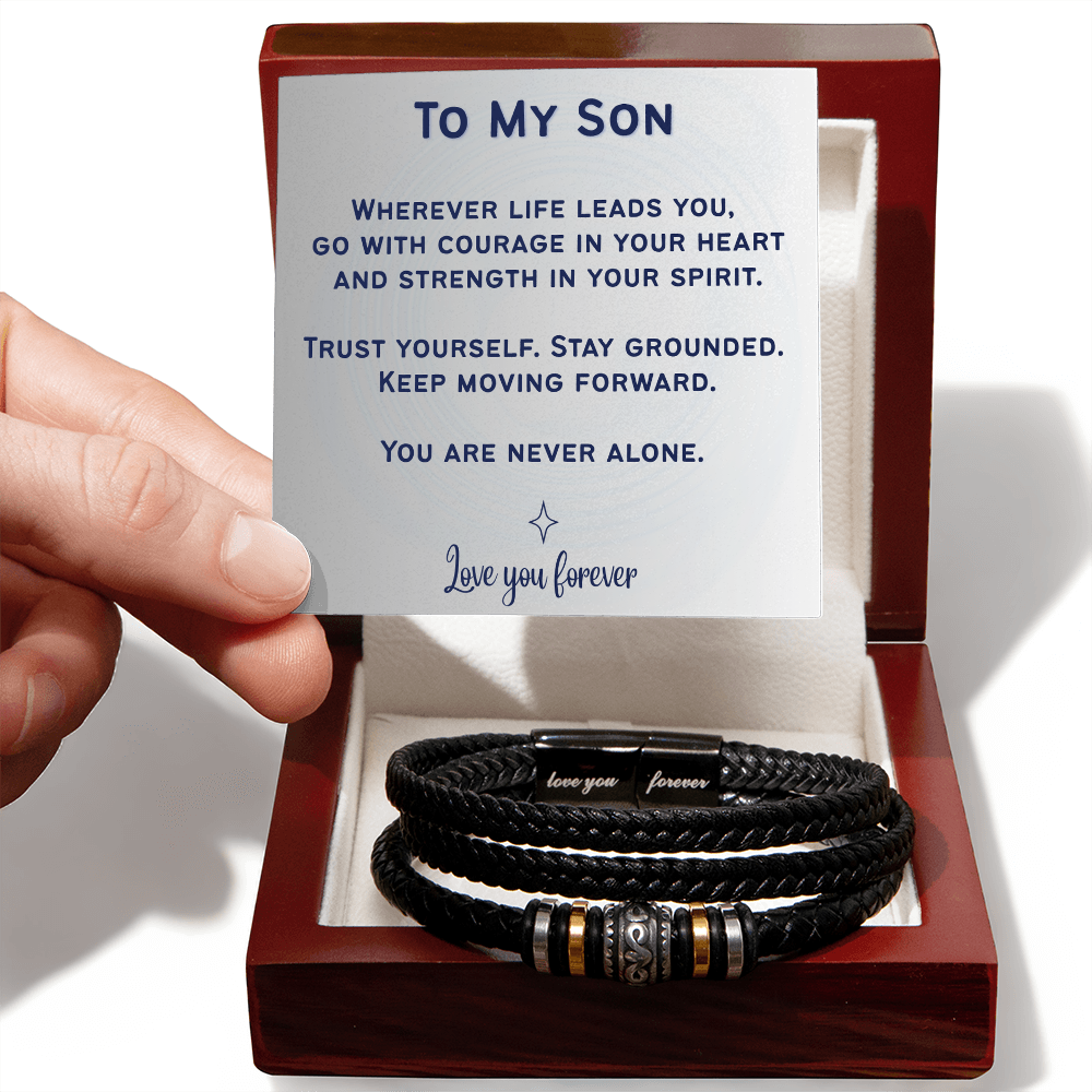 To My Son Leather Bracelet – Inspirational Gift for Son – Meaningful Gift from Mom or Dad