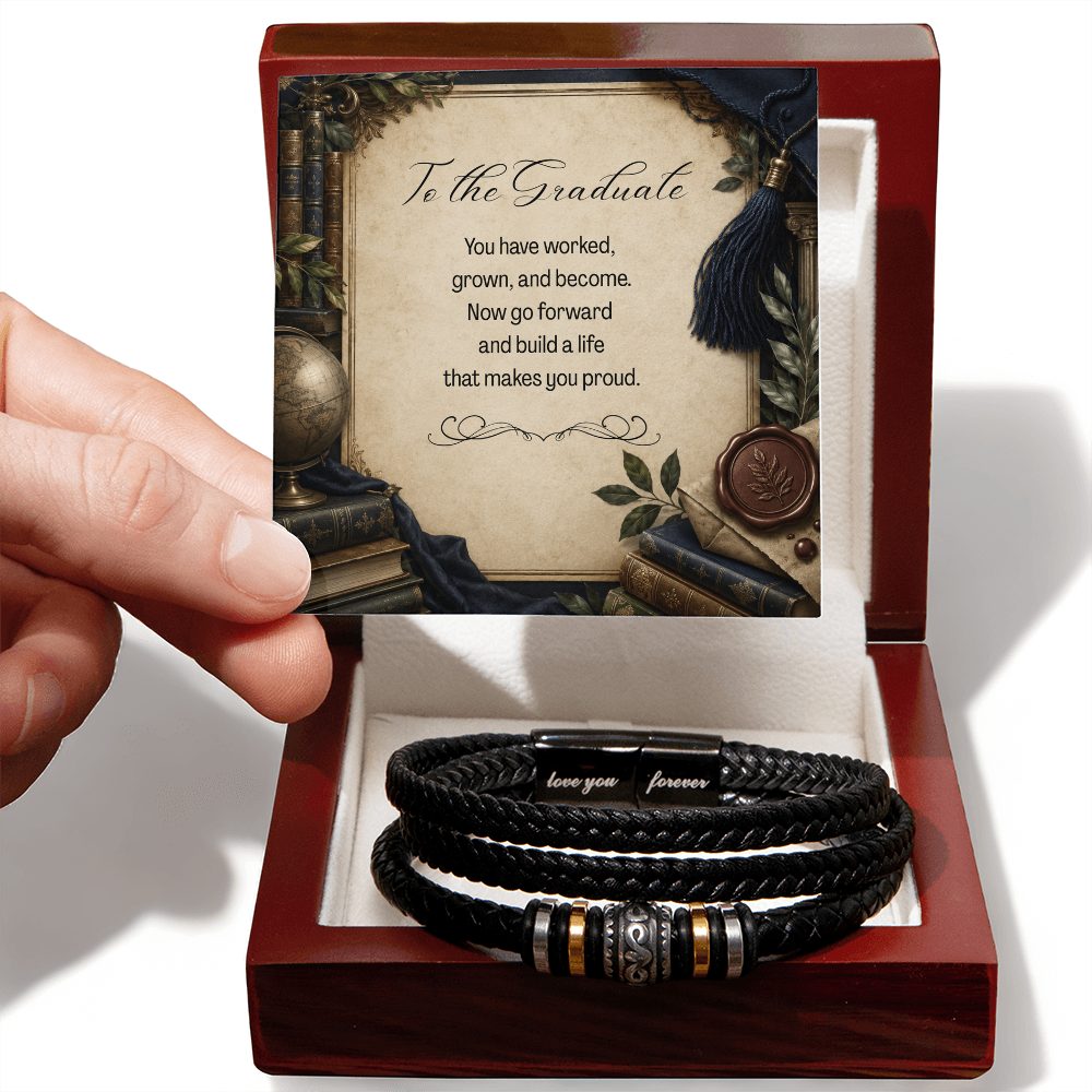 To the Graduate Love You Forever Bracelet Vintage Books and Globe