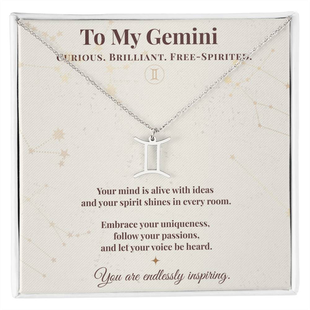 Gemini Necklace – Zodiac Gift for Her – Meaningful Astrology Jewelry with Message Card