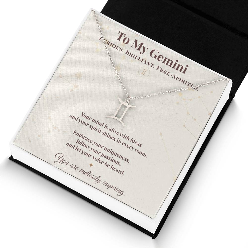 Gemini Necklace – Zodiac Gift for Her – Meaningful Astrology Jewelry with Message Card
