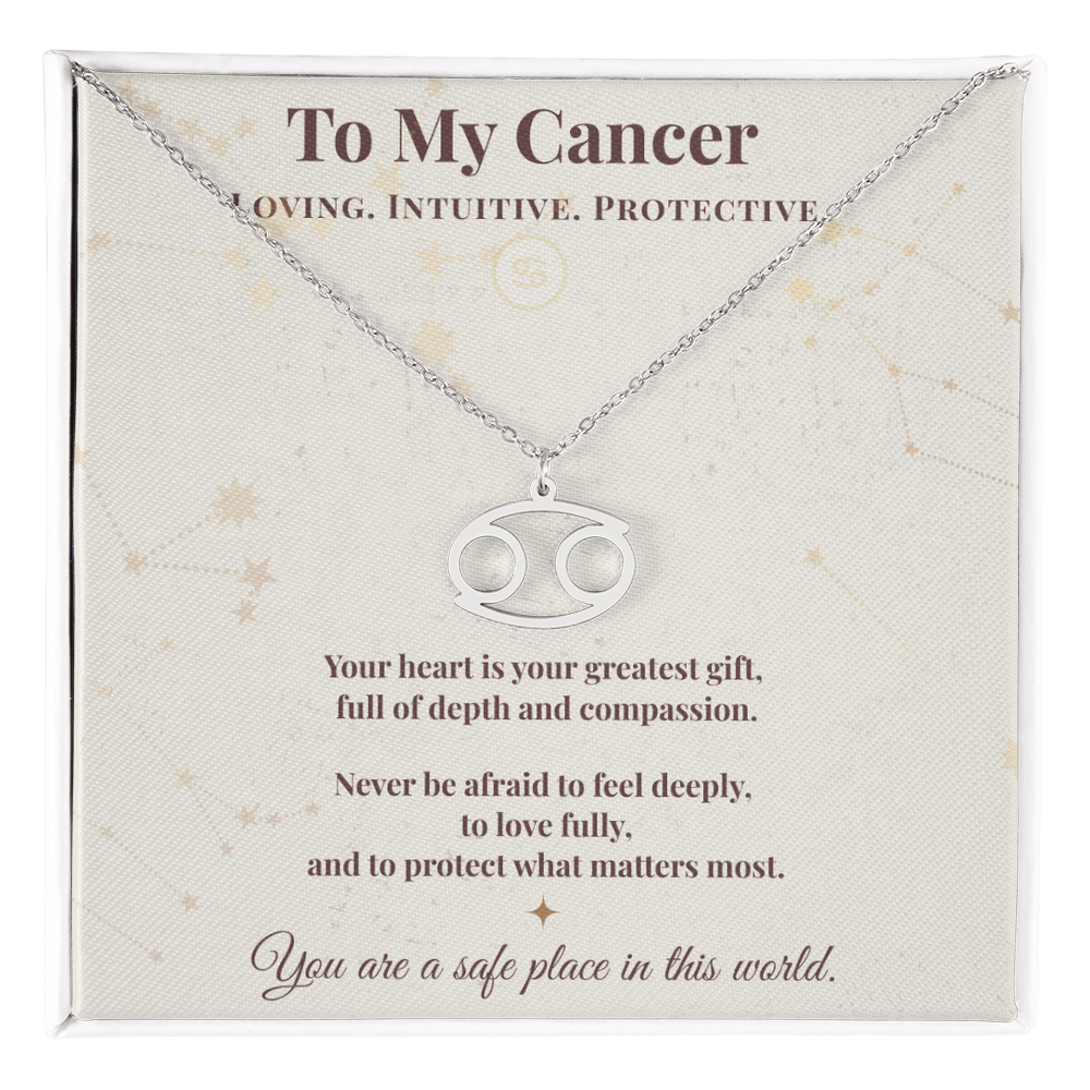 Cancer  Necklace – Zodiac Gift for Her – Meaningful Astrology Jewelry with Message Carder