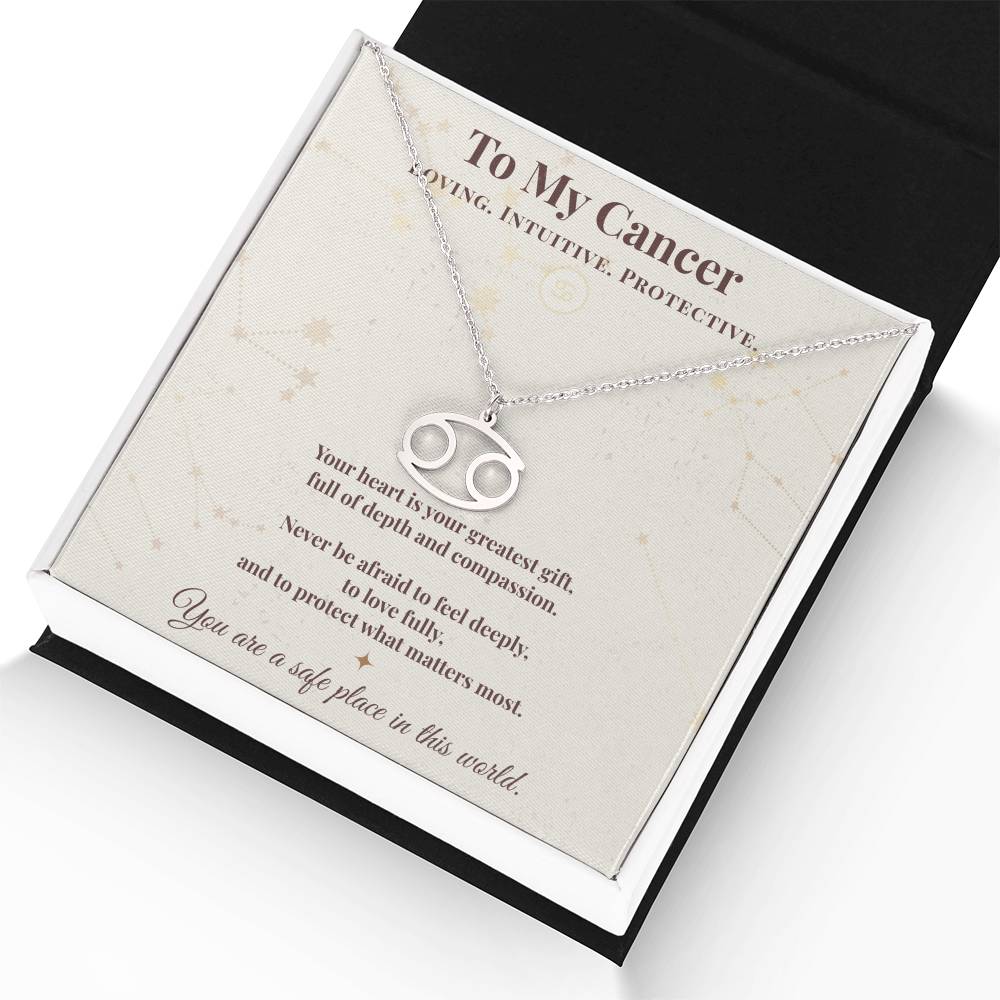Cancer  Necklace – Zodiac Gift for Her – Meaningful Astrology Jewelry with Message Carder