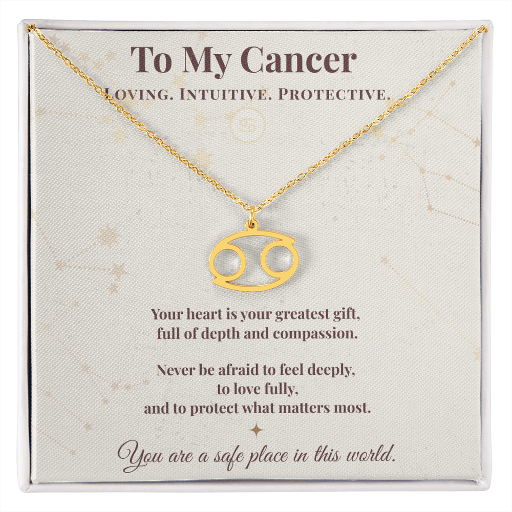 Cancer  Necklace – Zodiac Gift for Her – Meaningful Astrology Jewelry with Message Carder
