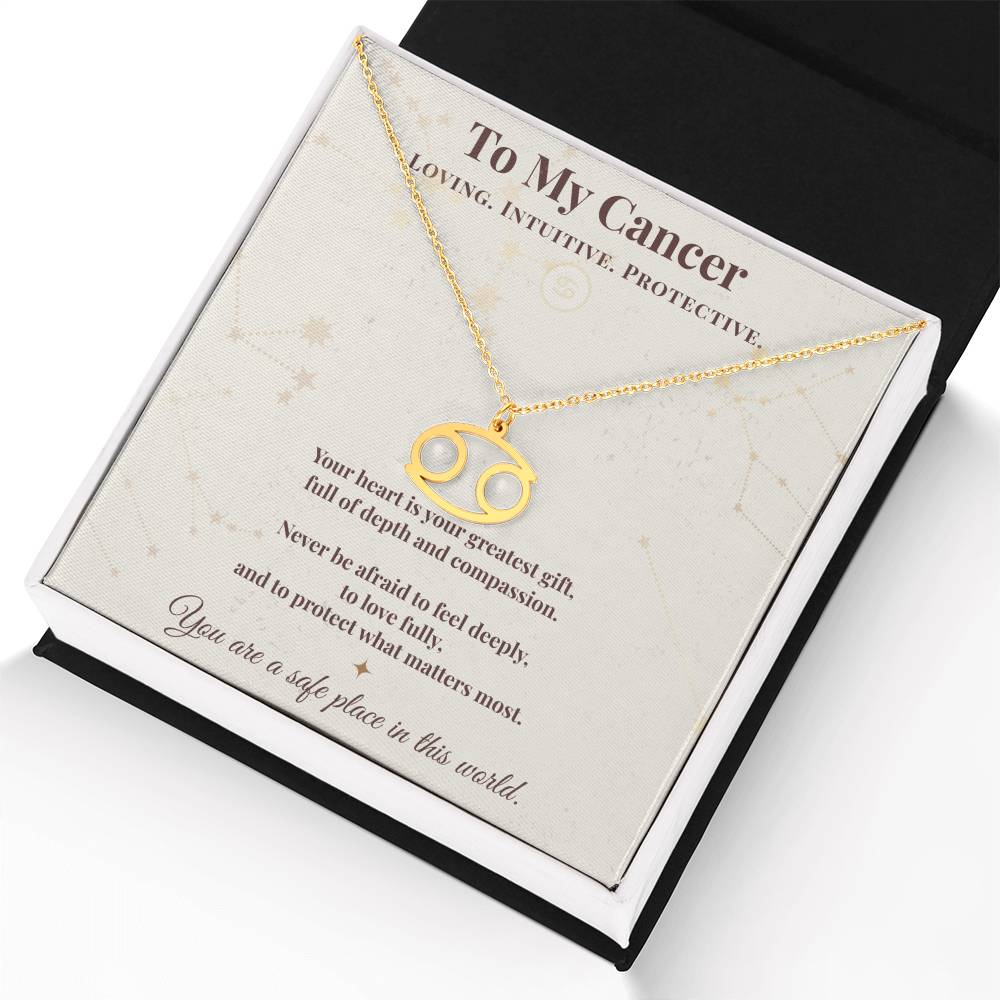 Cancer  Necklace – Zodiac Gift for Her – Meaningful Astrology Jewelry with Message Carder