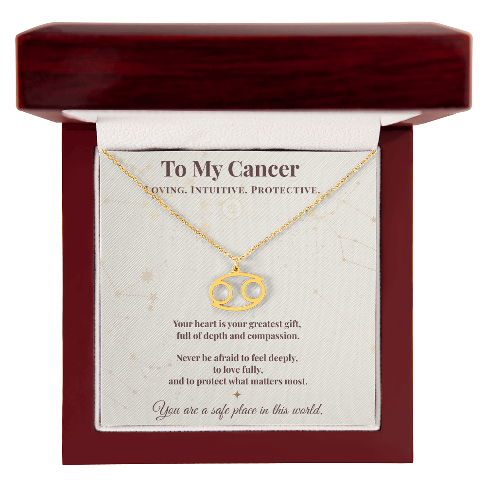 Cancer  Necklace – Zodiac Gift for Her – Meaningful Astrology Jewelry with Message Carder