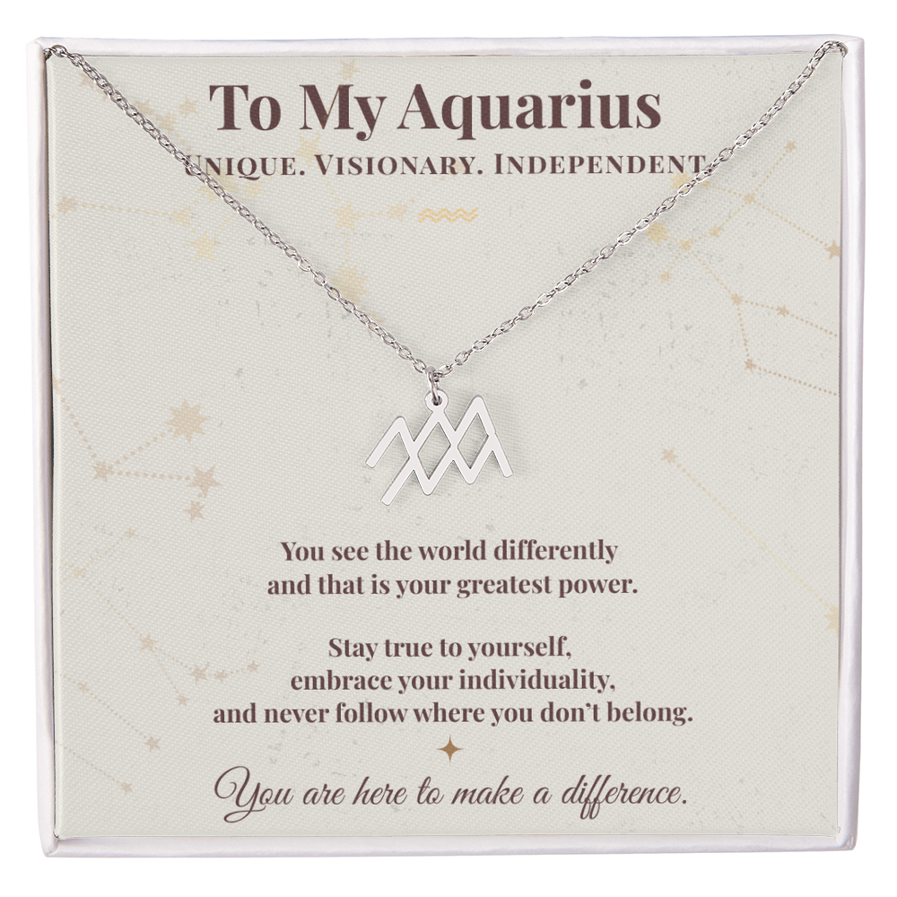 Aquarius Necklace – Zodiac Gift for Her – Meaningful Astrology Jewelry with Message Card