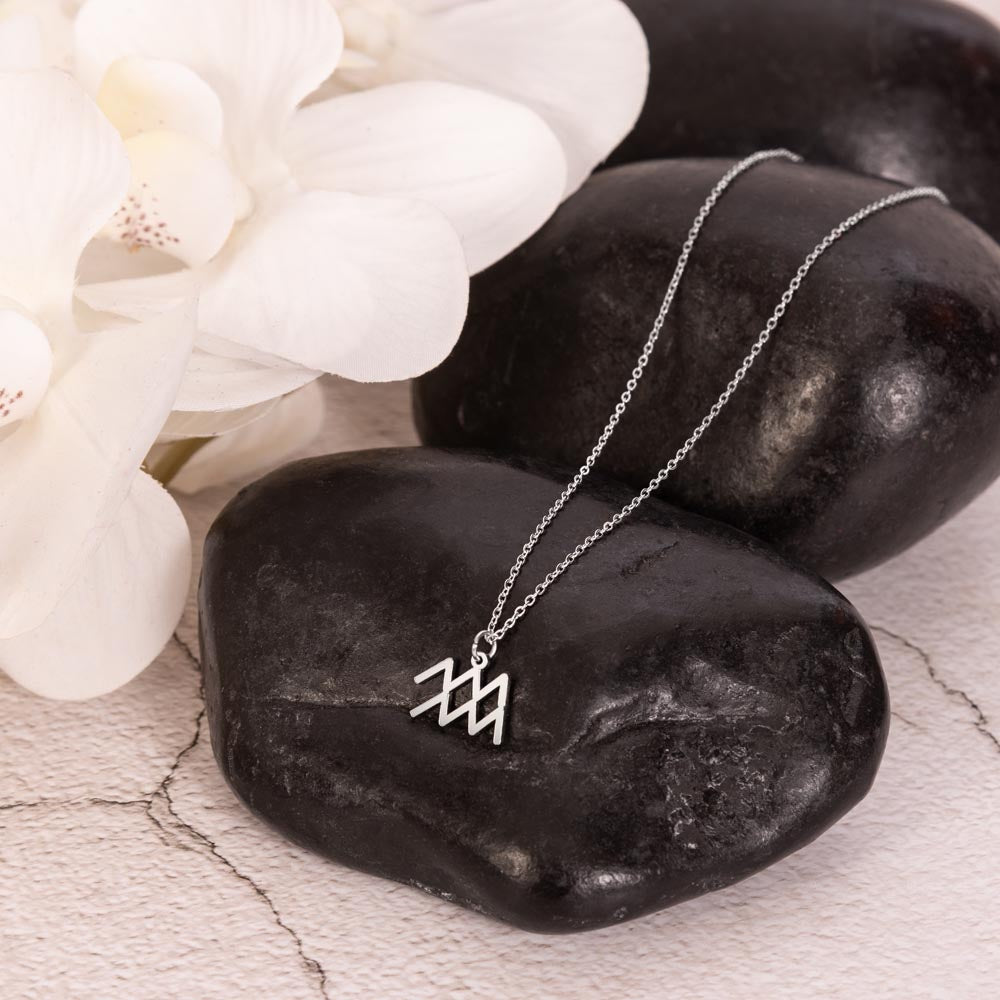 Aquarius Necklace – Zodiac Gift for Her – Meaningful Astrology Jewelry with Message Card