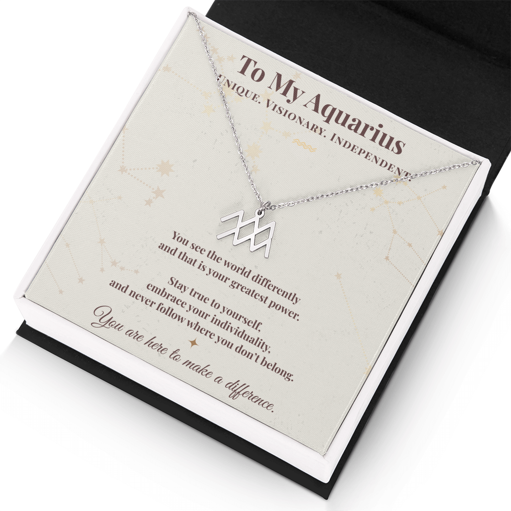 Aquarius Necklace – Zodiac Gift for Her – Meaningful Astrology Jewelry with Message Card