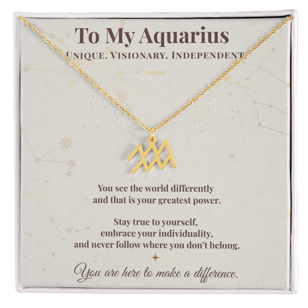 Aquarius Necklace – Zodiac Gift for Her – Meaningful Astrology Jewelry with Message Card