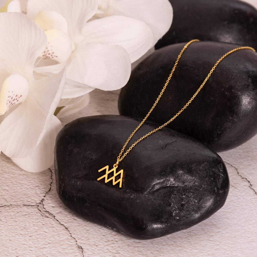 Aquarius Necklace – Zodiac Gift for Her – Meaningful Astrology Jewelry with Message Card