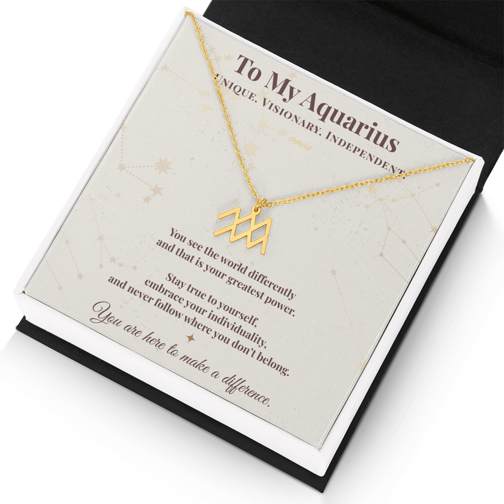Aquarius Necklace – Zodiac Gift for Her – Meaningful Astrology Jewelry with Message Card