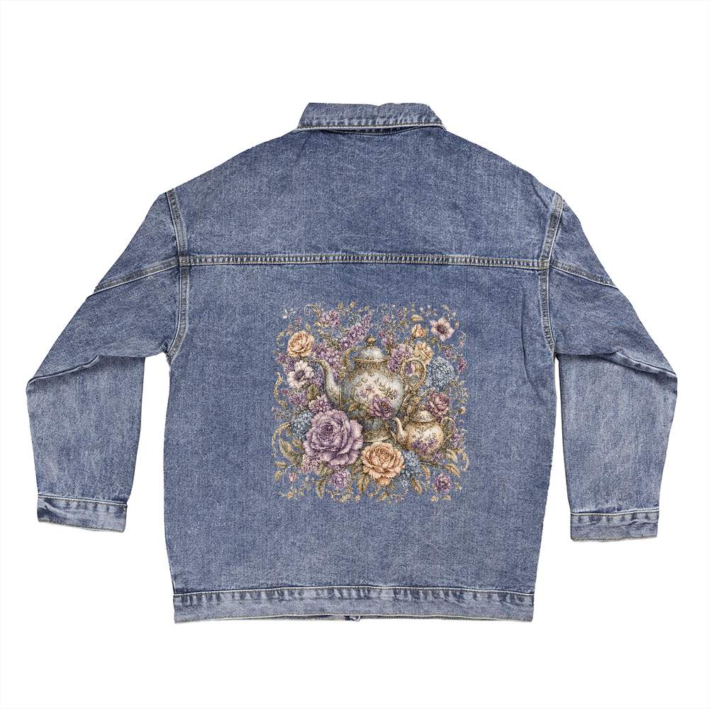 Heirloom Tea Pot Garden Denim Jacket