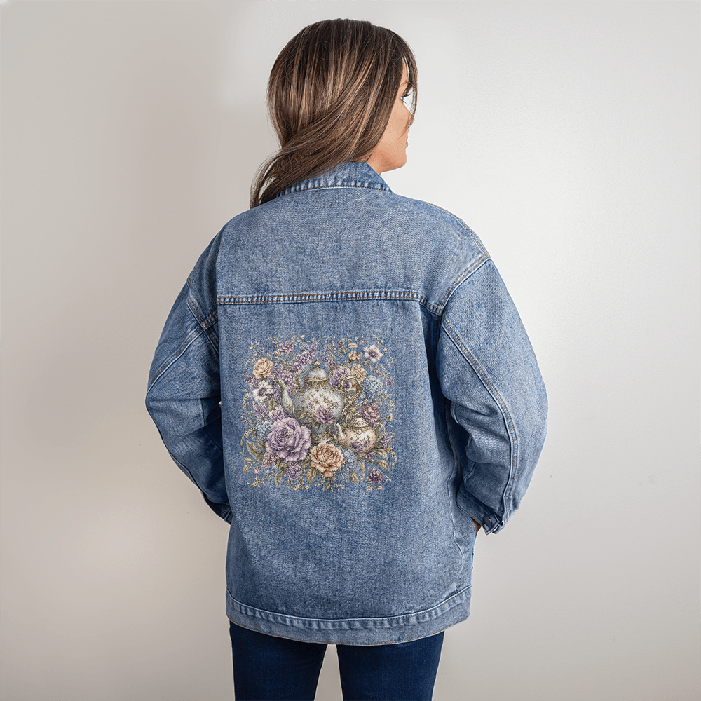 Heirloom Tea Pot Garden Denim Jacket