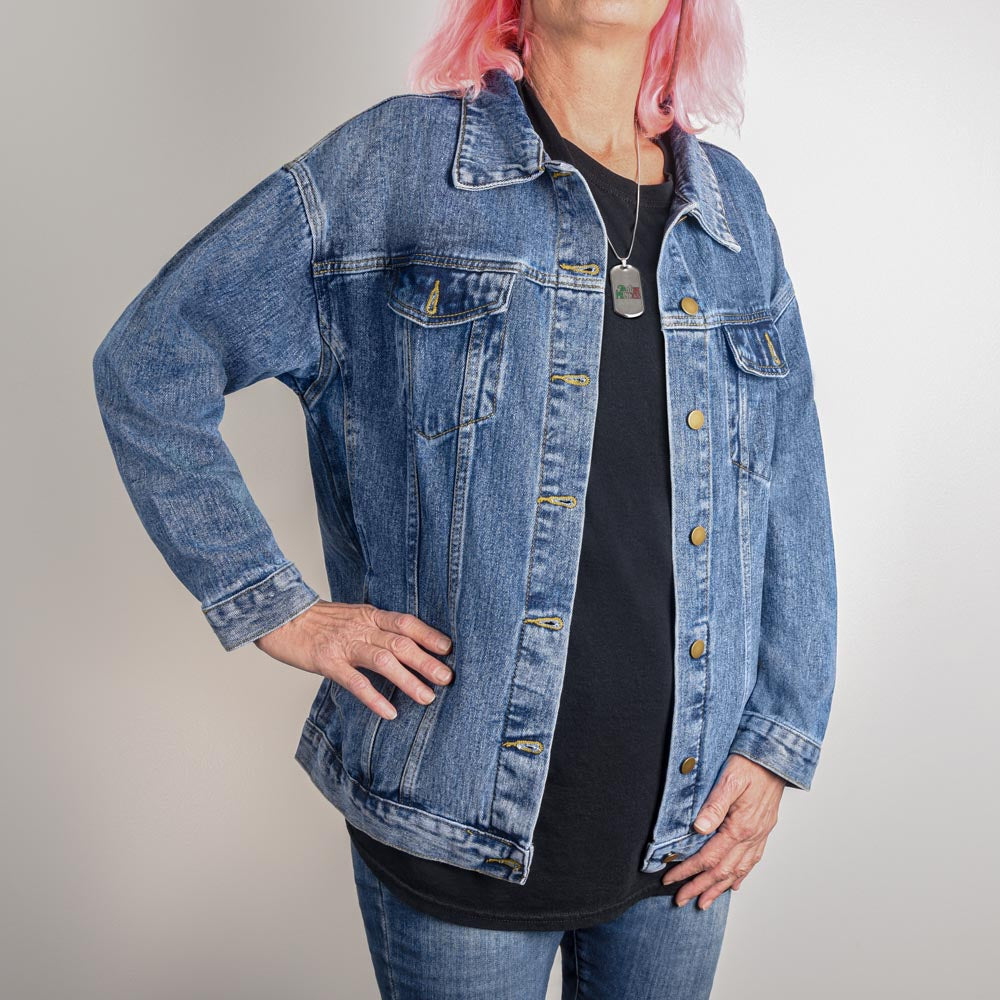 Vintage Butterfly & Rose Denim Jacket