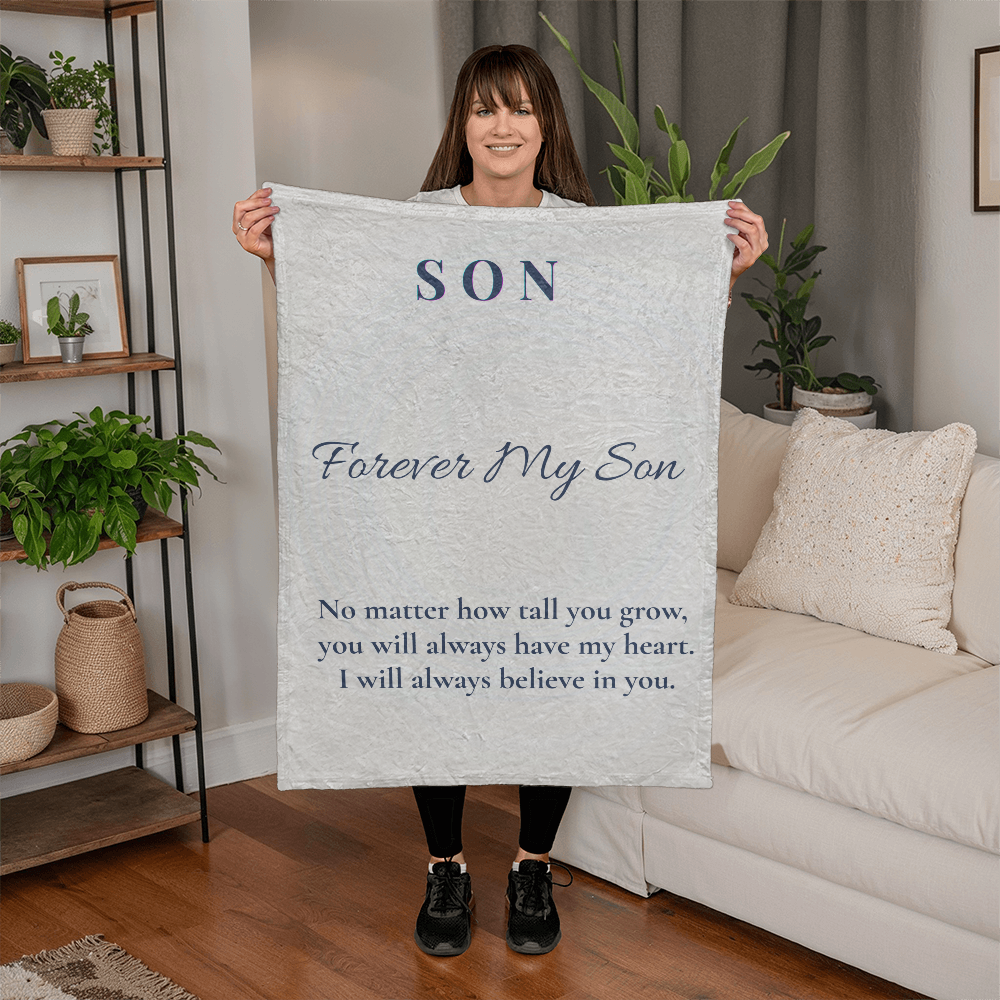 To My Son Blanket – Forever My Son Fleece Blanket – Gift from Mom – Inspirational Blanket for Son
