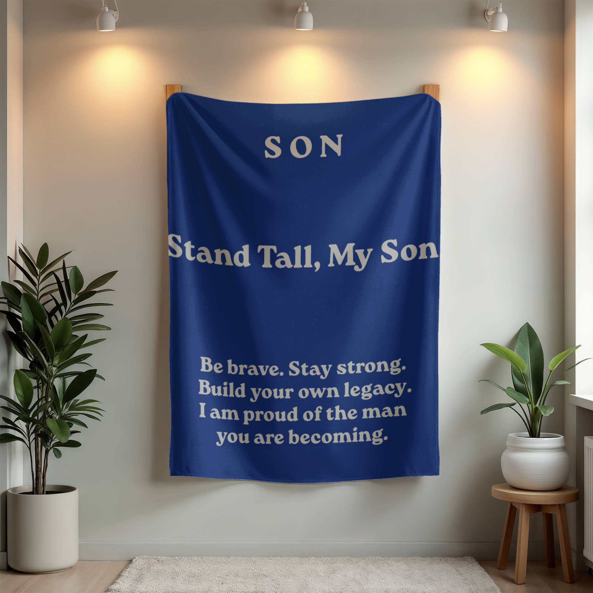 To My Son Blanket – Stand Tall My Son Fleece Blanket – Gift from Dad – Inspirational Blanket for Son