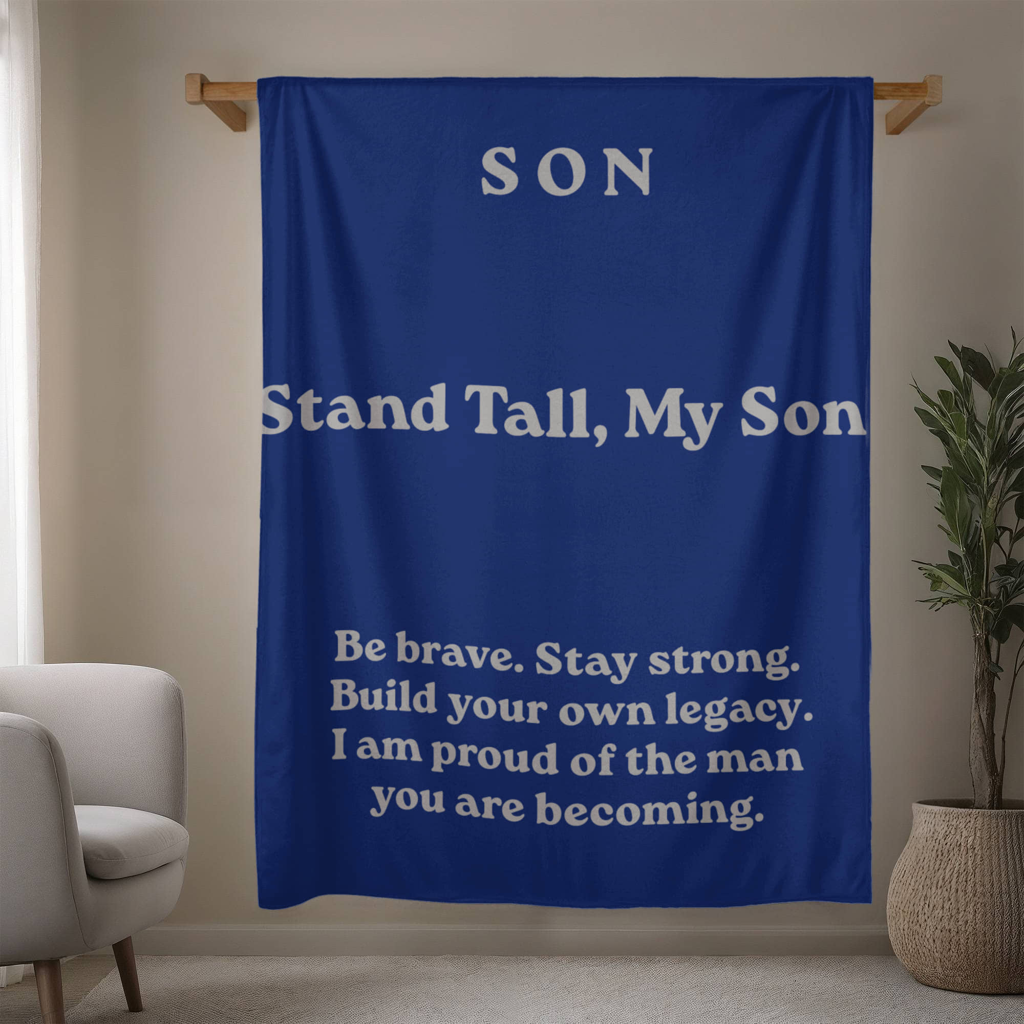 To My Son Blanket – Stand Tall My Son Fleece Blanket – Gift from Dad – Inspirational Blanket for Son