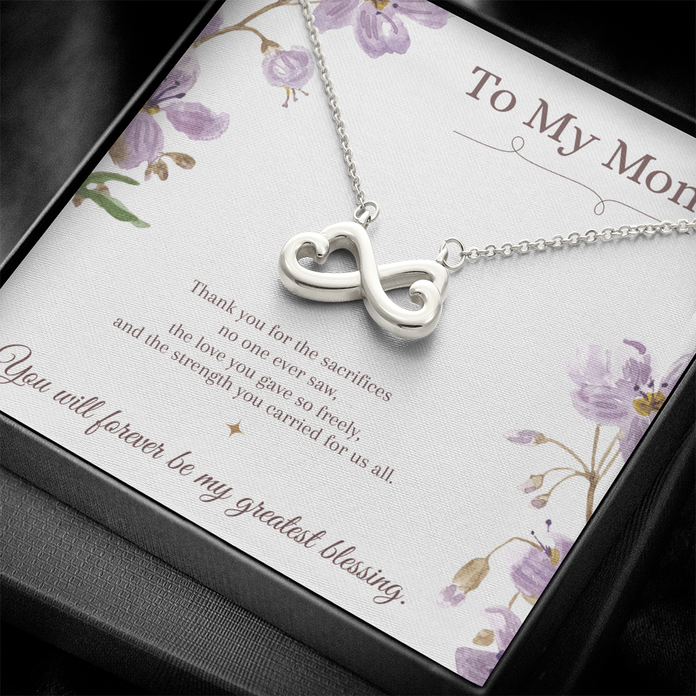 To My Mom Endless Love Necklace – Mother's Day Gift – Meaningful Jewelry with Message Card – Gift for Mom from Daughter or Son