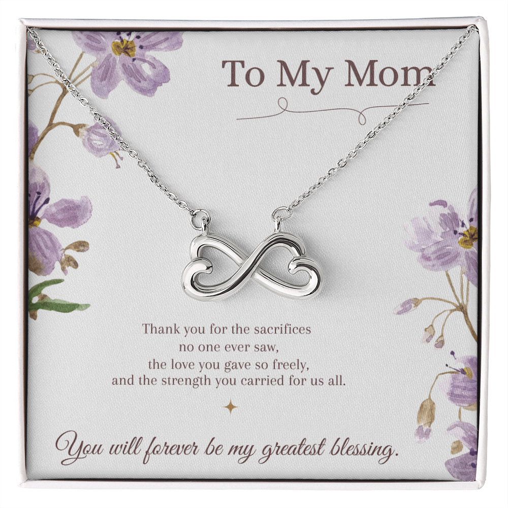 To My Mom Endless Love Necklace – Mother's Day Gift – Meaningful Jewelry with Message Card – Gift for Mom from Daughter or Son