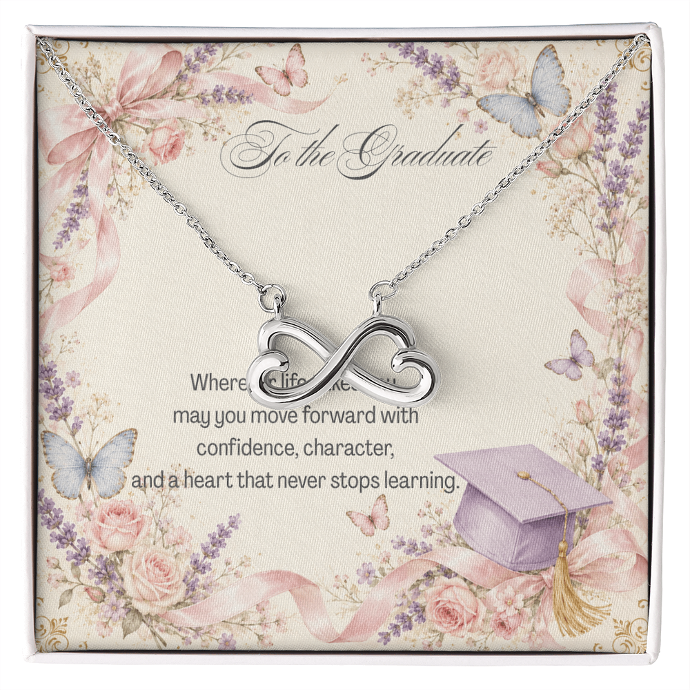 To The Graduate Endless Love Necklace Bows, Butterflies and Flowers