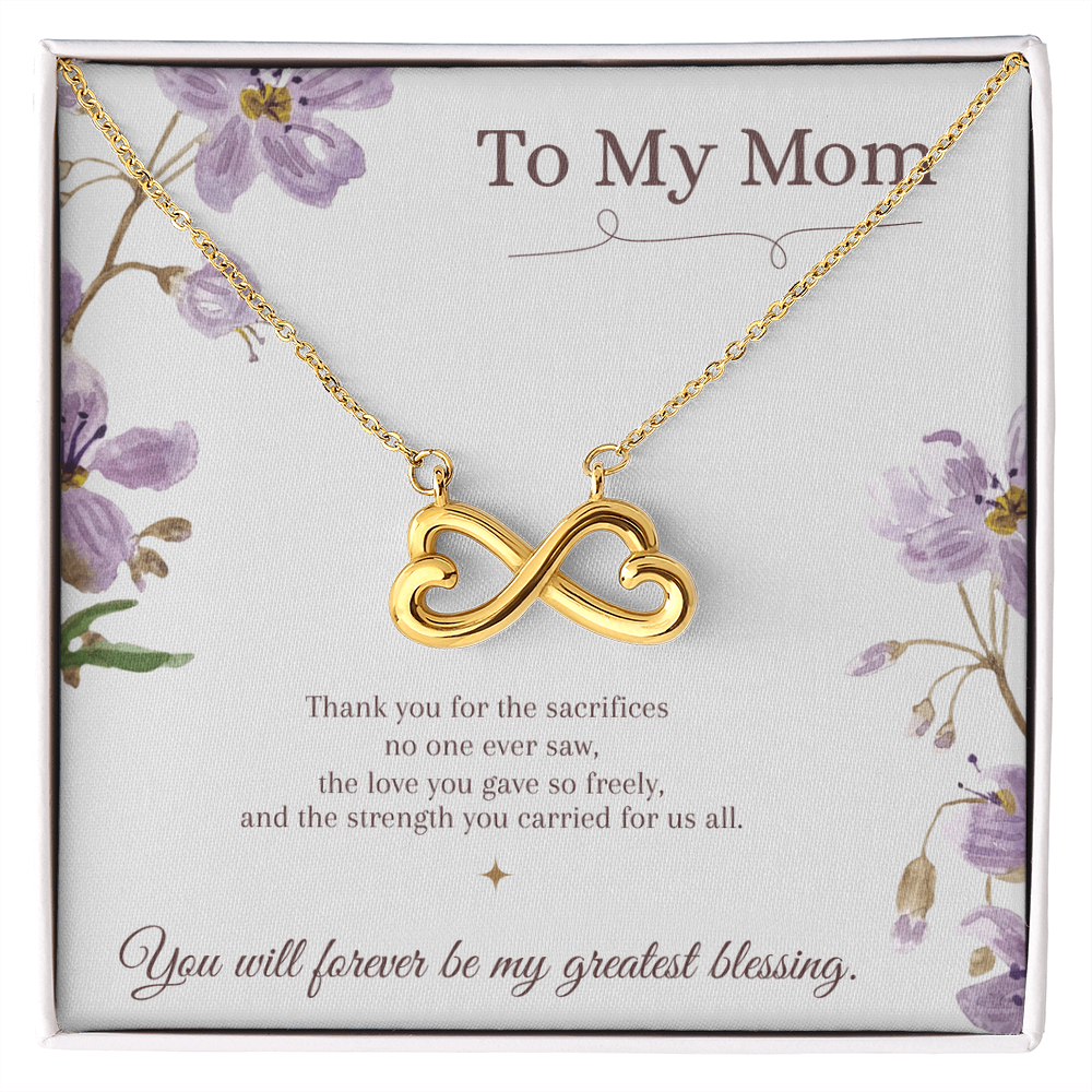 To My Mom Endless Love Necklace – Mother's Day Gift – Meaningful Jewelry with Message Card – Gift for Mom from Daughter or Son