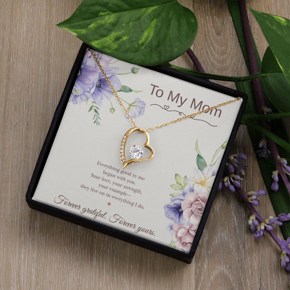 To My Mom Forever Love Necklace – Mother's Day Gift – Meaningful Jewelry with Message Card – Gift for Mom from Daughter or Son