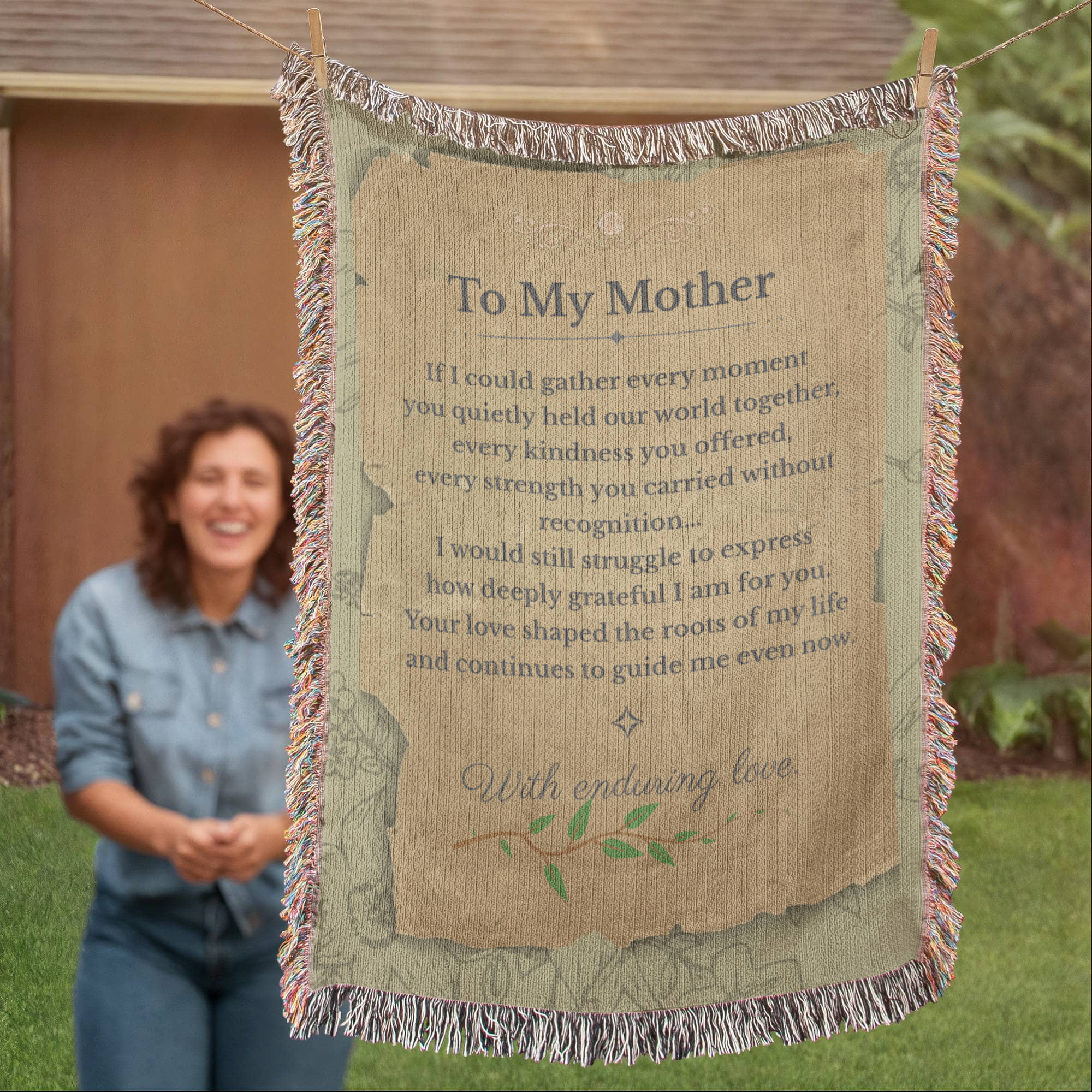 To My Mother Blanket – Legacy Letter Woven Throw | Sentimental Gift for Mom | Vintage Keepsake Blanket
