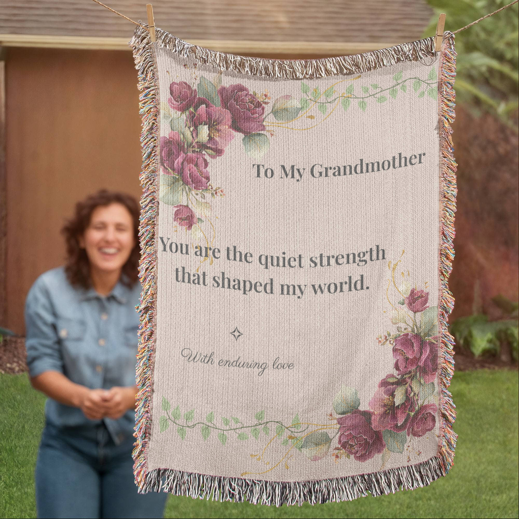 For My Grandmother – Quiet Strength Woven Blanket | Vintage Floral Heirloom Throw