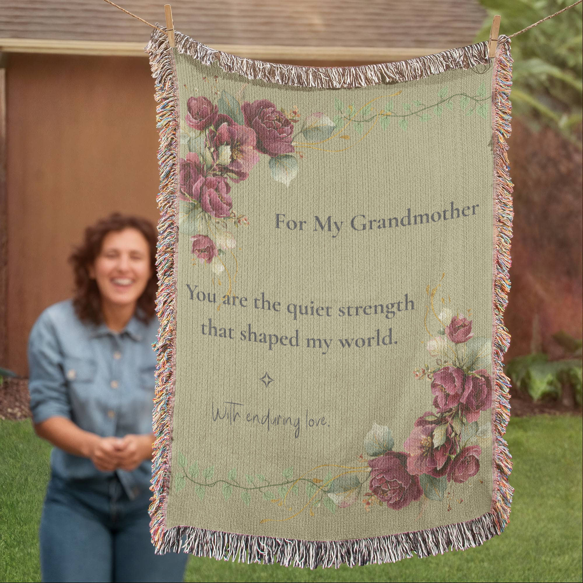For My Grandmother – Quiet Strength Woven Blanket | Vintage Floral Heirloom Throw