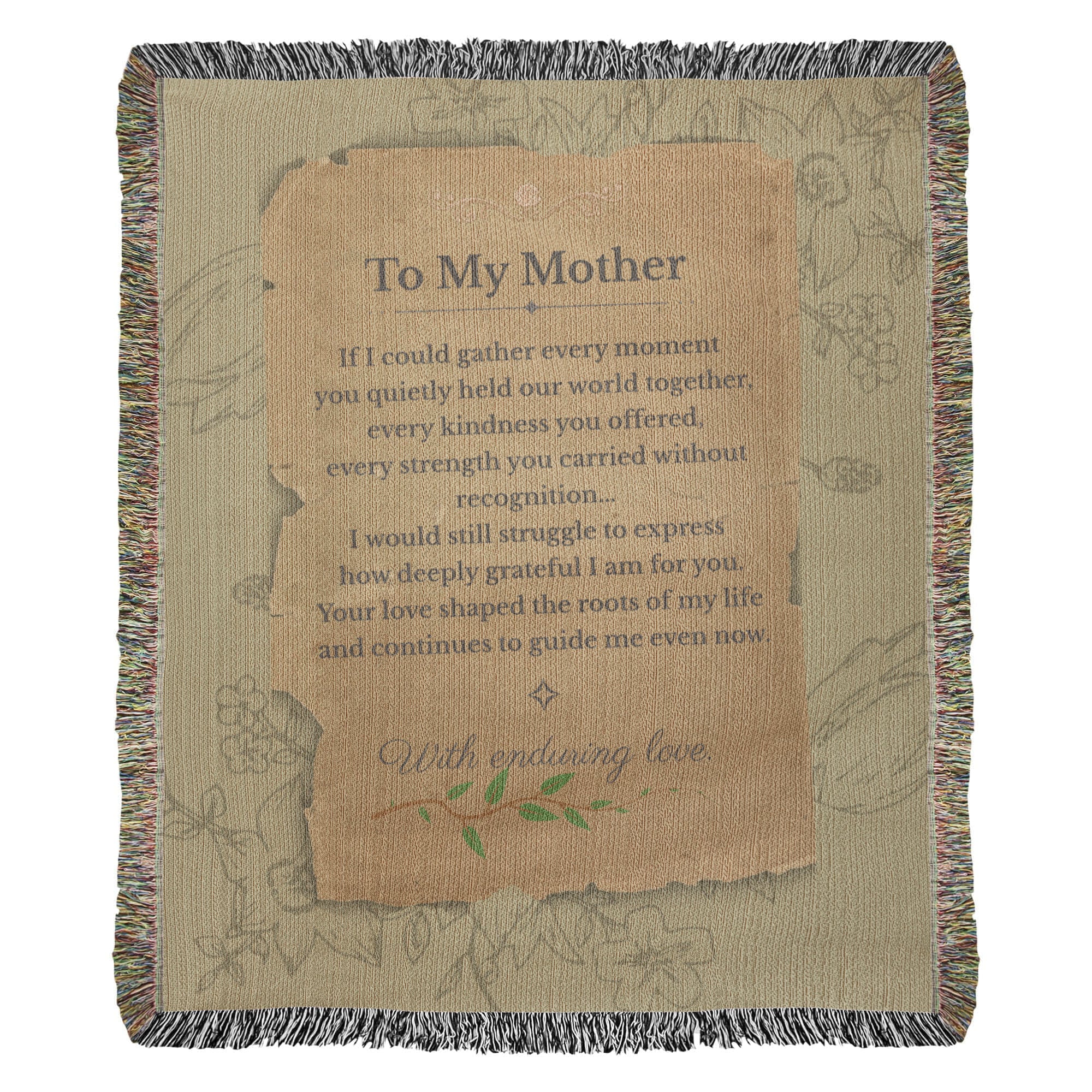 To My Mother Blanket – Legacy Letter Woven Throw | Sentimental Gift for Mom | Vintage Keepsake Blanket